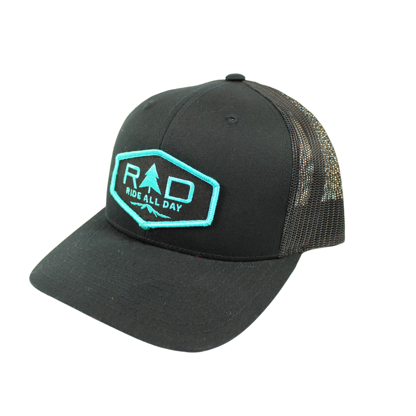 Turquoise Curved Bill Trucker Cap