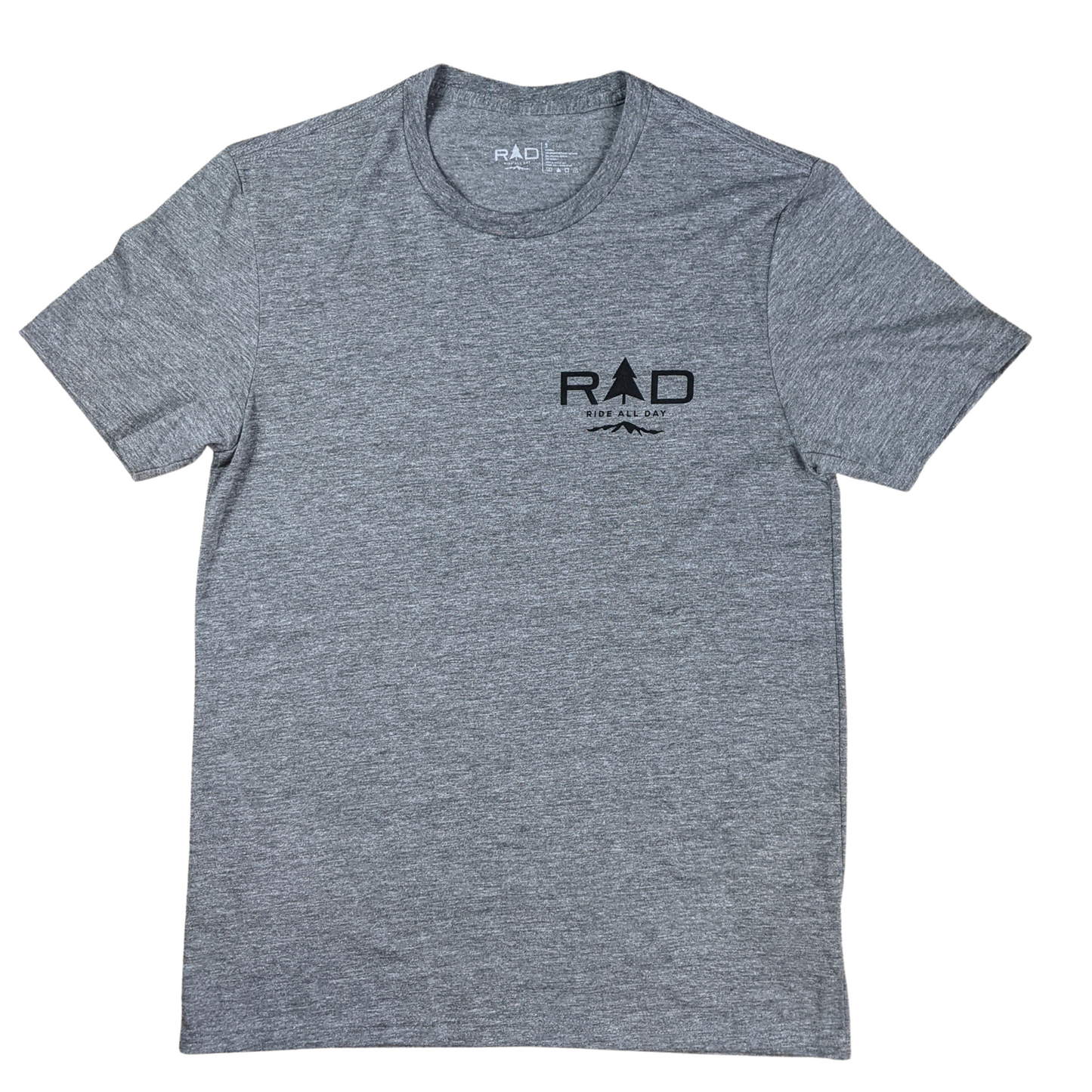 RAD gray and black pocket logo tech tee